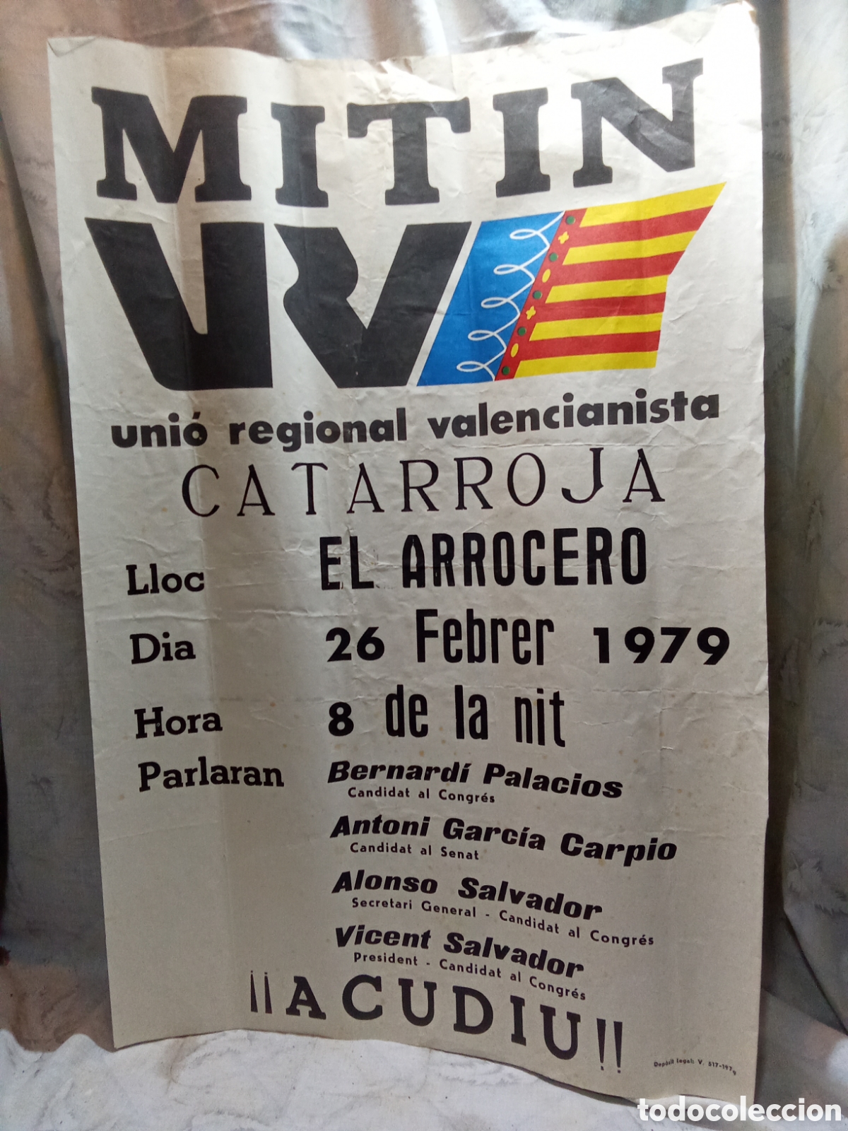 Carteles Pol&iacute;ticos: MITIN URV, CATARROJA 1979