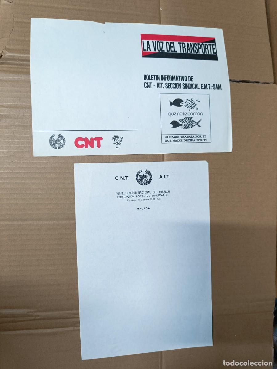 Affiches Politiques: LOTE DE 2 ANTIGUOS DOCUMENTOS CNT TRANSPORTE, Y CNT MALAGA -P18