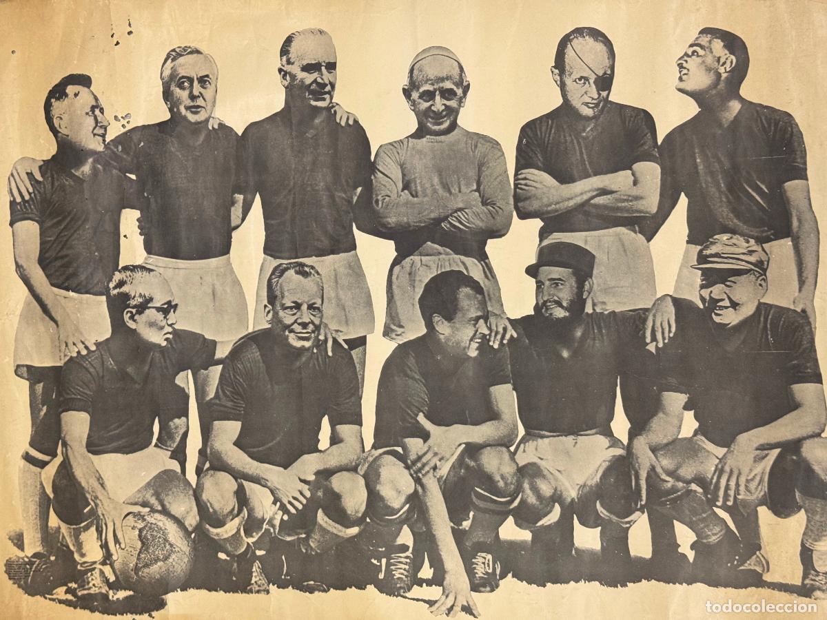 Carteles Pol&iacute;ticos: CARTEL POL&Iacute;TICO SAT&Iacute;RICO F&Uacute;TBOL - NIXON , FIDEL CASTRO ETC - CARTEL ANTIGUO - ORIGINAL - VER FOTOS