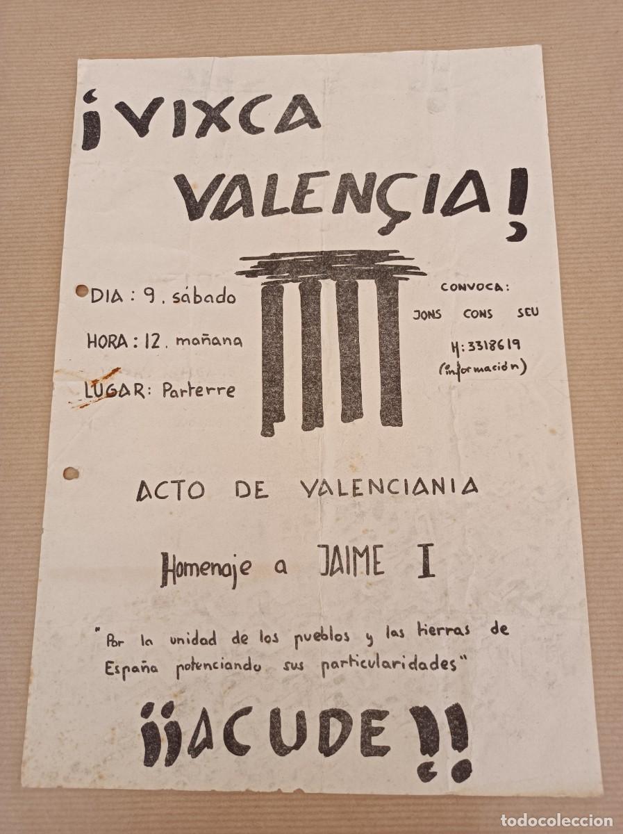 Carteles Pol&iacute;ticos: CARTEL VIXCA VALENCIA ACTO DE VALENCIAN&Iacute;A HOMENAJE A JAIME I - &Eacute;POCA TRANSICI&Oacute;N