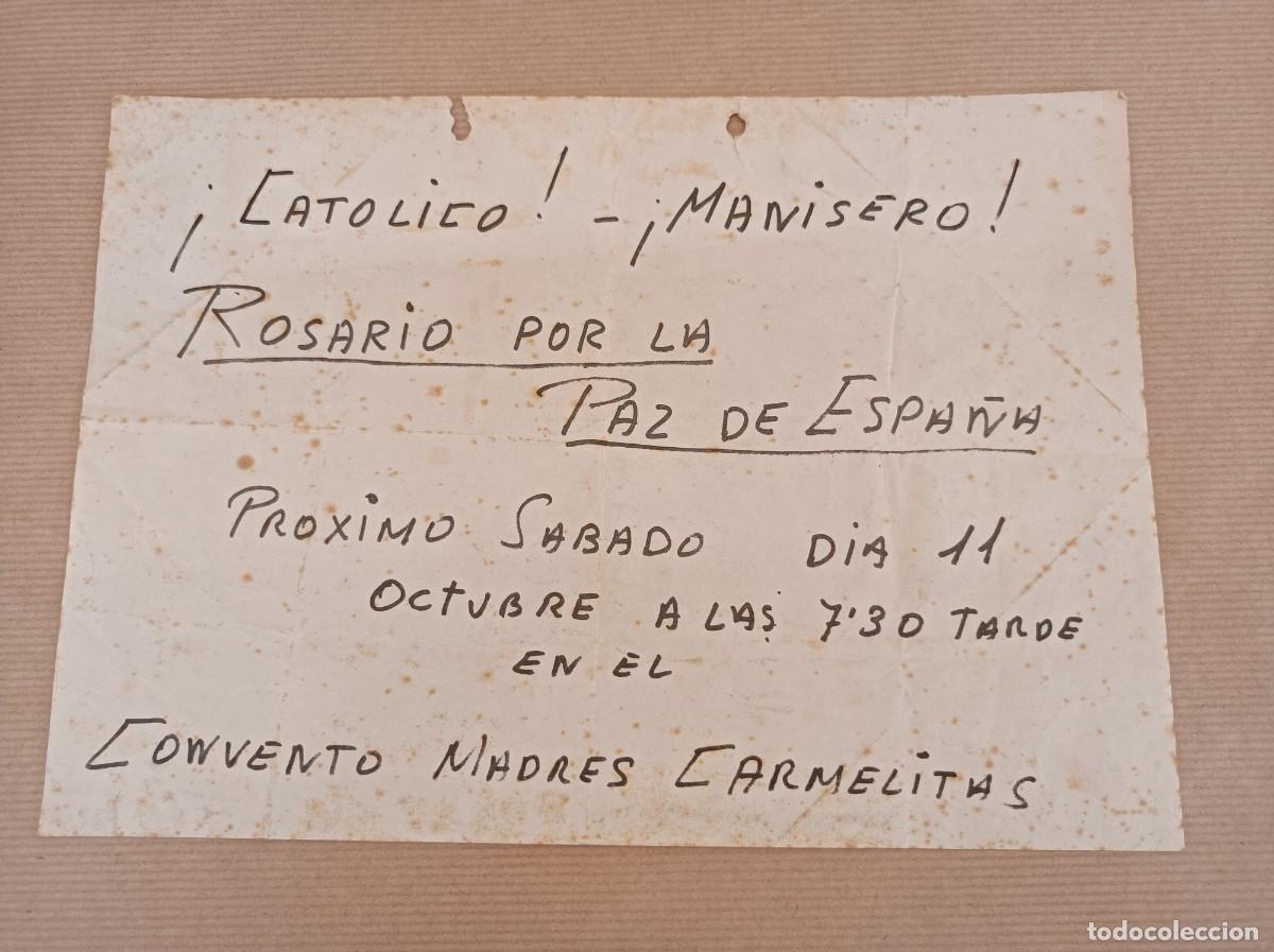 Carteles Pol&iacute;ticos: CAT&Oacute;LICO MANISERO ROSARIO POR LA PAZ DE ESPA&Ntilde;A CONVENTO MADRES CARMELITAS VALENCIA &Eacute;POCA TRANSICI&Oacute;N