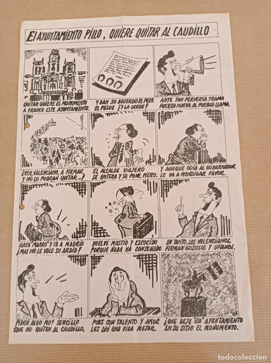 Carteles Pol&iacute;ticos: CARTEL EN FORMA DE COMIC CONTRA LA RETIRADA DE LA ESTATUA DE FRANCO EN VALENCIA - &Eacute;POCA TRANSICI&Oacute;N
