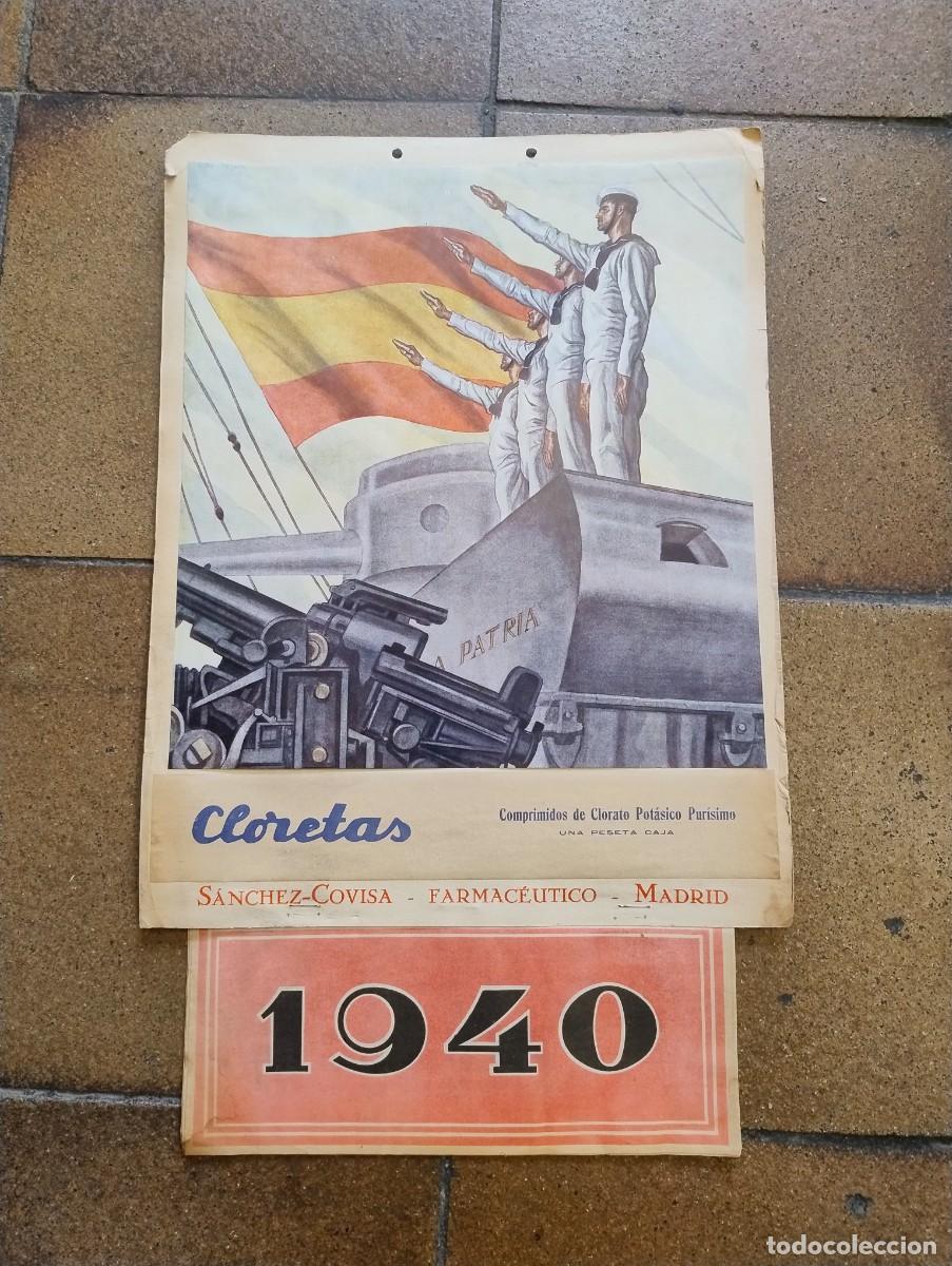 Cartazes Pol&iacute;ticos: Calendario original del A&ntilde;o 40.CARLOS S&Aacute;ENZ DE TEJADA Y LEZAMA. Marina. Armada. Sanchez -Covisa.