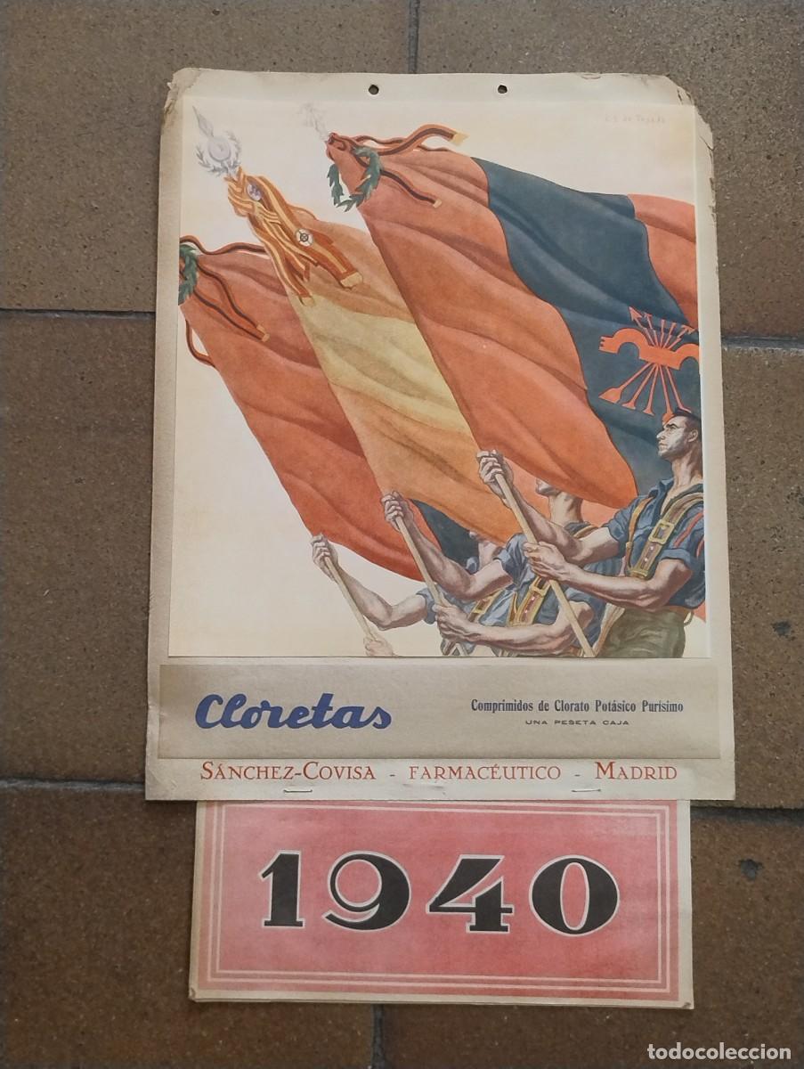 Political Posters: CALENDARIO ORIGINAL DEL A&Ntilde;O 40.CARLOS S&Aacute;ENZ DE TEJADA Y LEZAMA. FALANGE. MILITAR. SANCHEZ -COVISA.