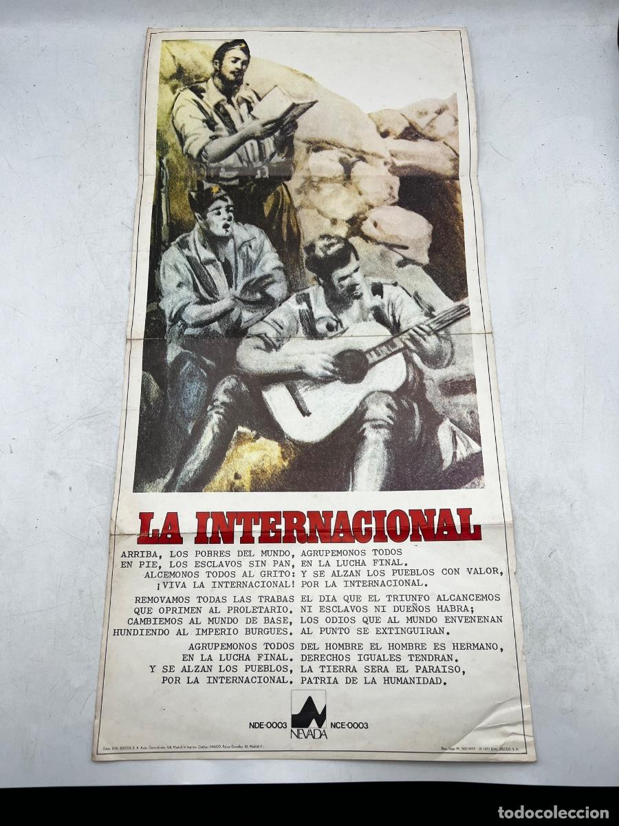 Carteles Pol&iacute;ticos: CARTEL P&Oacute;STER. LA INTERNACIONAL. IMNO OBRERO SOCIALISTA COMUNISTA. NEVADA DISCOS. ESPA&Ntilde;A A&Ntilde;OS 70/80