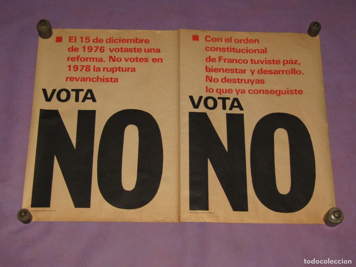 Carteles pol&iacute;ticos: Antiguo Cartel Doble sin Cortar VOTA NO - VOTA NO A ESTA CONSTITUCI&Oacute;N del A&ntilde;o 1978