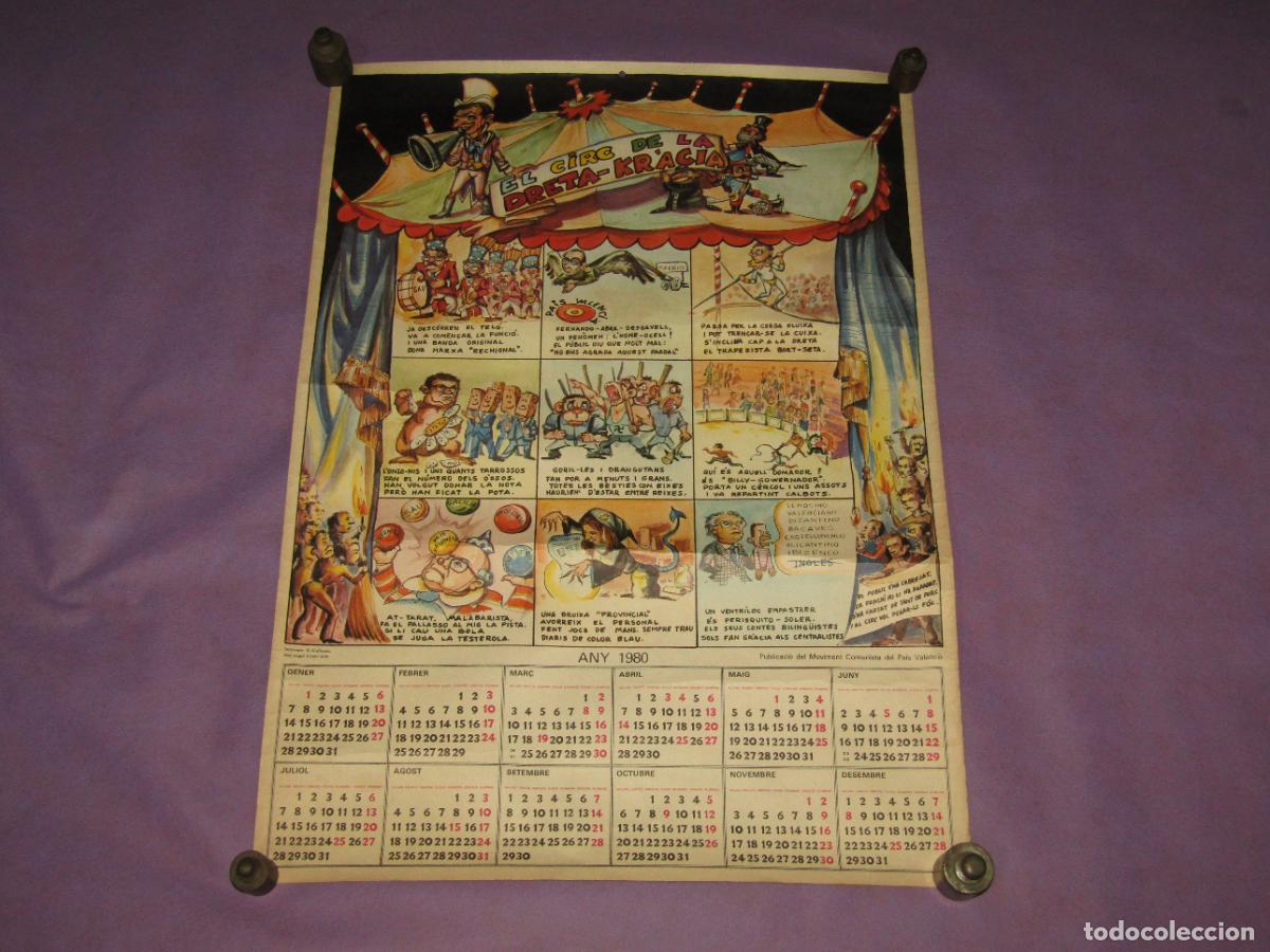 Carteles pol&iacute;ticos: Antiguo Cartel Calendario EL CIRC DE LA DRETA KR'ACIA Moviment Comunista del Pa&iacute;s Valenci&aacute; A&ntilde;o 1979