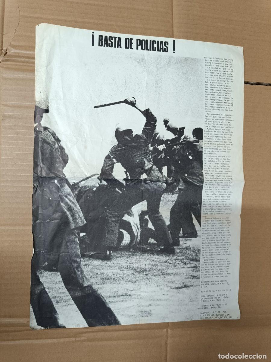 Carteles pol&iacute;ticos: ANTIGUO CARTEL POLITICO ANARQUISTA, BASTA DE POLICIAS, LIBERTARIO, TRANSICION -P18