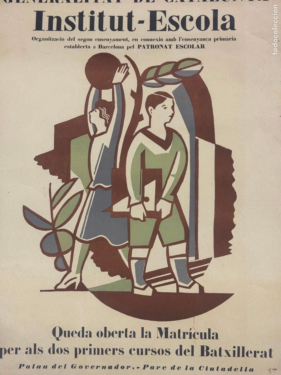 Affissi Politici: GENERALITAT DE CATALUNYA INSTITUT ESCOLA - BARCELONA ANY 1932 - CARTELL ANTIC - CARTEL ANTIGUO