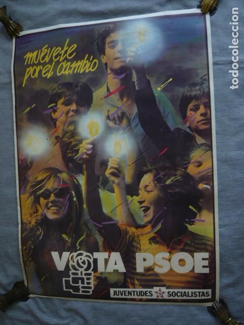 Carteles pol&iacute;ticos: CARTEL VOTA PSOE JUVENTUDES SOCIALISTAS 1982 49 X 70 CM