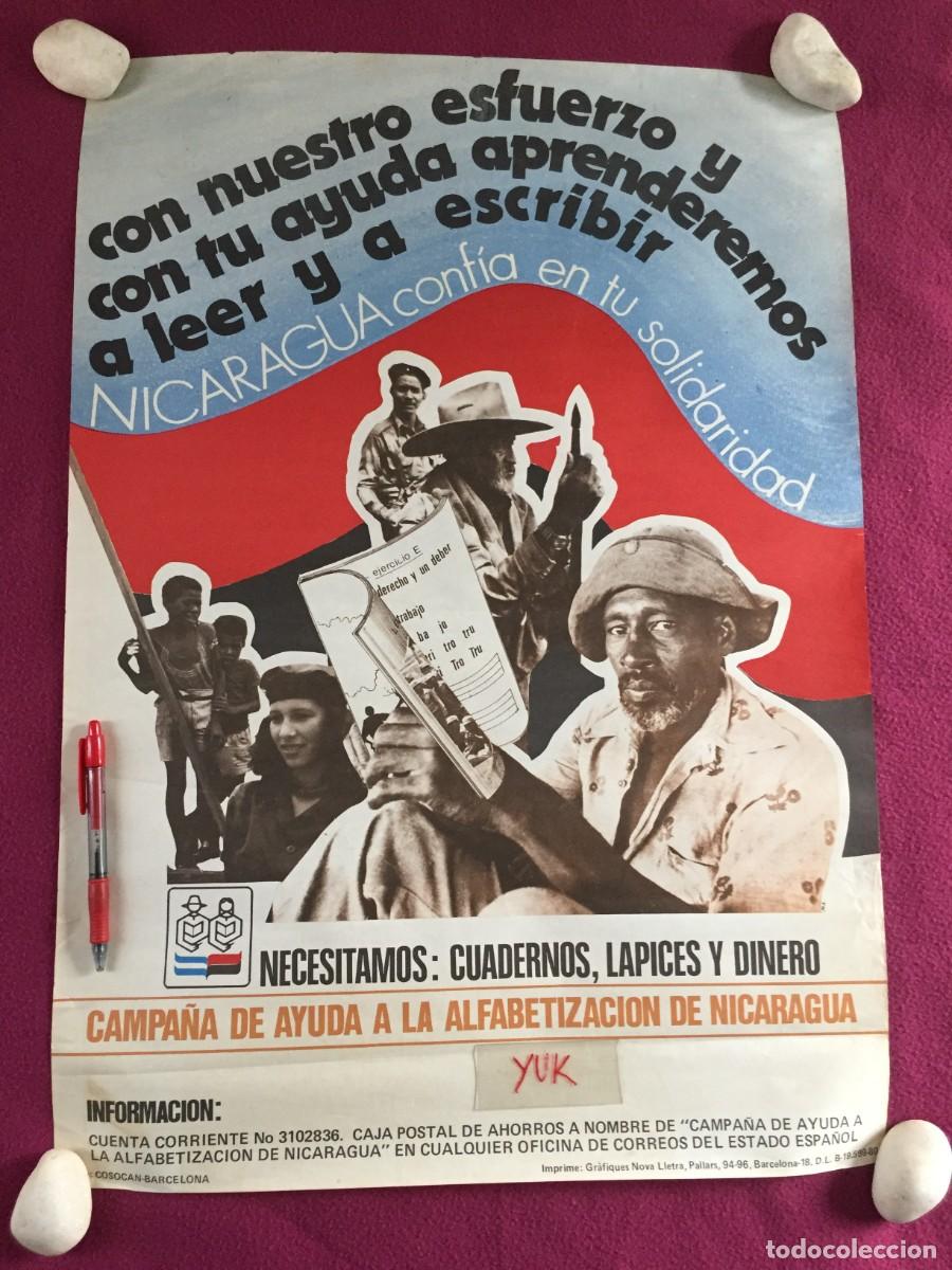 Carteles pol&iacute;ticos: POSTER / CARTEL DE CAMPA&Ntilde;A DE AYUDA A LA ALFABETIZACION DE NICARAGUA 1980 ---- 68 X 48 CM