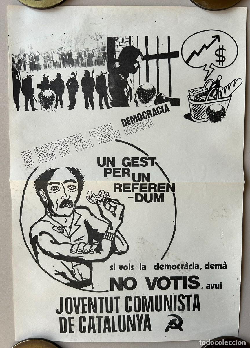 Carteles pol&iacute;ticos: CARTEL 1976 JOVENTUT COMUNISTA DE CATALUNYA REFER&Egrave;NDUM SENSE DEMOCR&Agrave;CIA &Eacute;S COM UN BALL SENSE M&Uacute;SICA