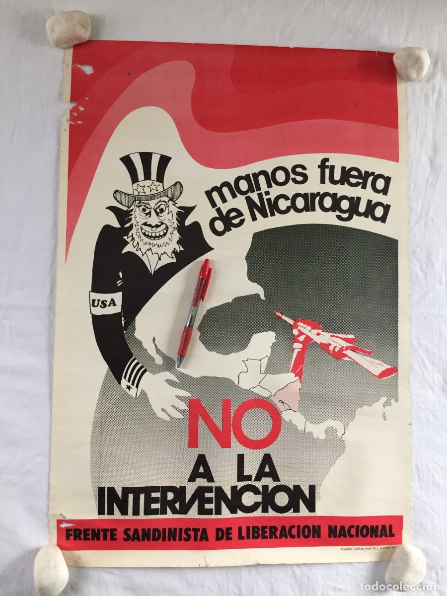 Carteles pol&iacute;ticos: POSTER / CARTEL DE CAMPA&Ntilde;A ANTI EEUU DE NICARAGUA - NO A LA INTERVENCION- A&Ntilde;OS 80 ---- 65 X 45 CM