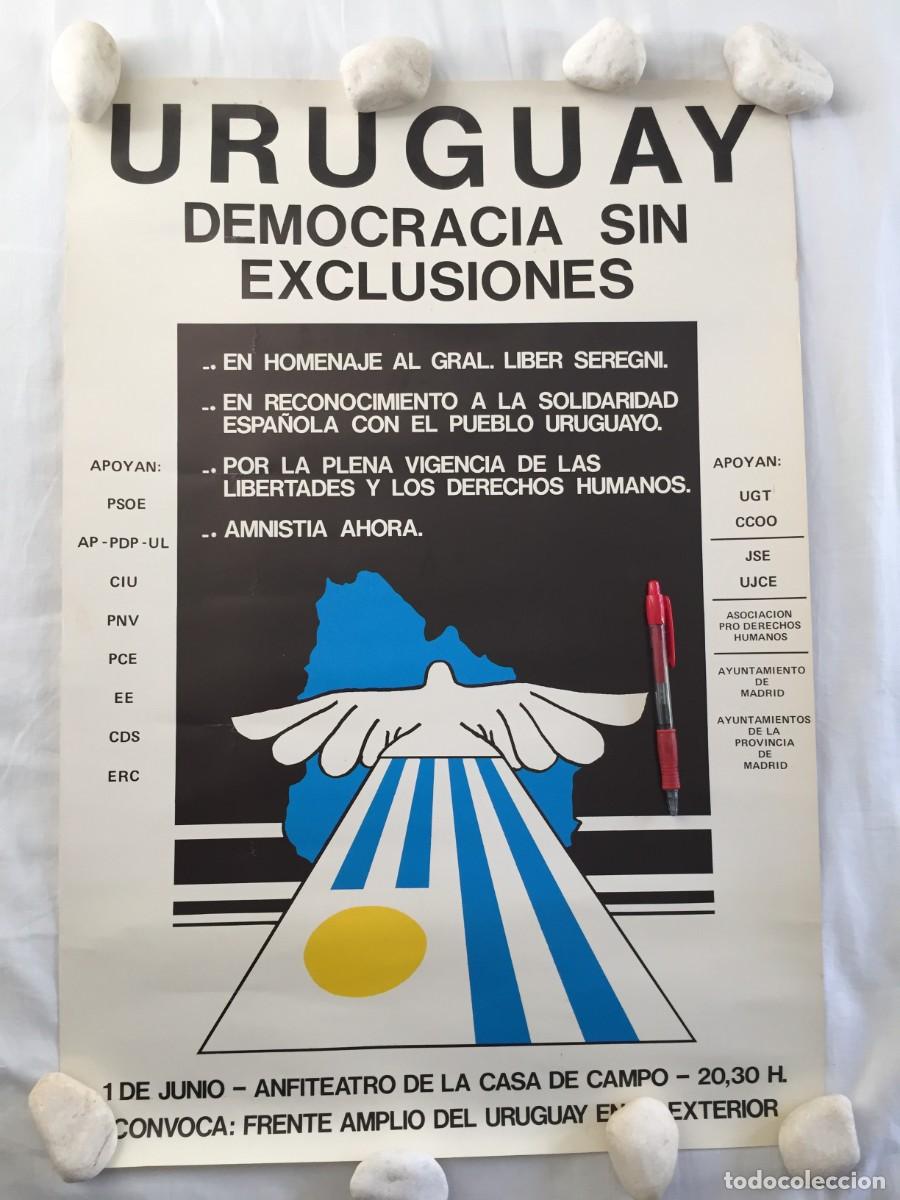 Carteles pol&iacute;ticos: POSTER / CARTEL DE CAMPA&Ntilde;A DEMOCRATICA PARA URUGUAY - A&Ntilde;OS 80 ---- 45 X 65 CM