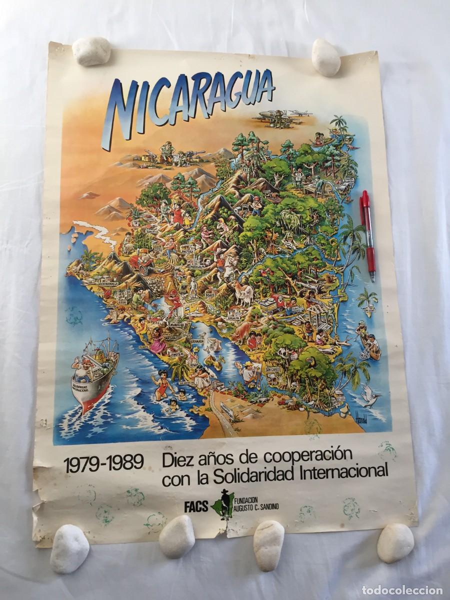 Carteles pol&iacute;ticos: POSTER / CARTEL 1989 - DIEZ A&Ntilde;OS DE SOLIDARIDAD CON NICARAGUA -- 51 X 70 CM