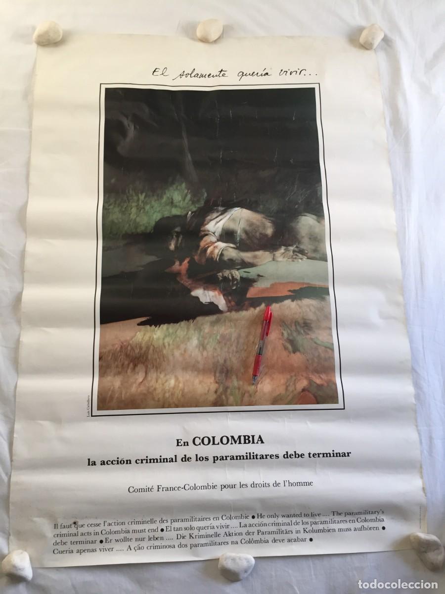 Carteles pol&iacute;ticos: POSTER / CARTEL POR LOS DERECHOS EN COLOMBIA - A&Ntilde;OS 80 ---- 98 X 69 CM
