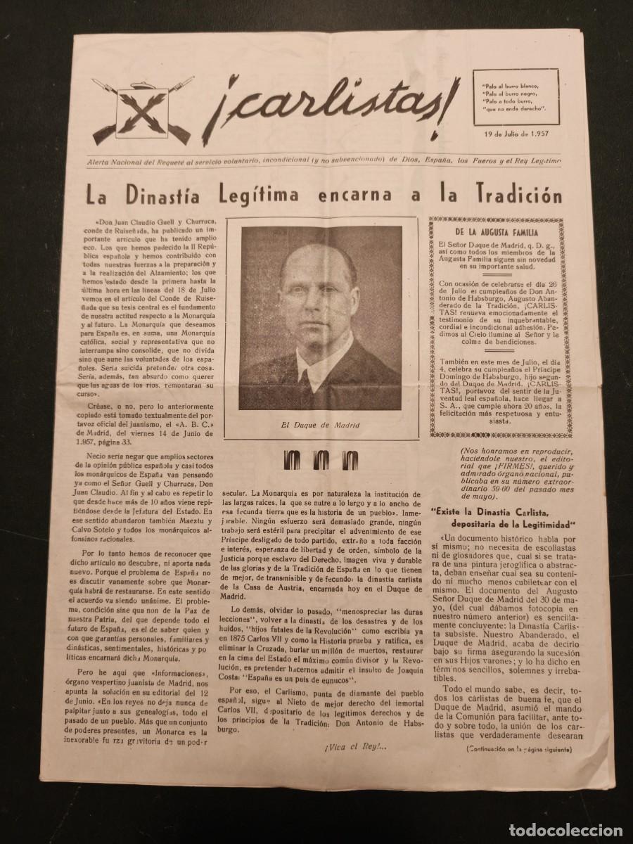 Carteles pol&iacute;ticos: Ejemplar del bolet&iacute;n Carlistas del carlooctavismo. 07/1957