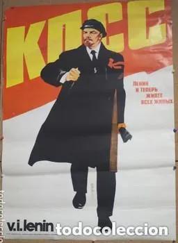 Carteles pol&iacute;ticos: Cartel partido comunista Uni&oacute;n Sovi&eacute;tica. Lenin 1976. Medidas: 82 x 62 cm
