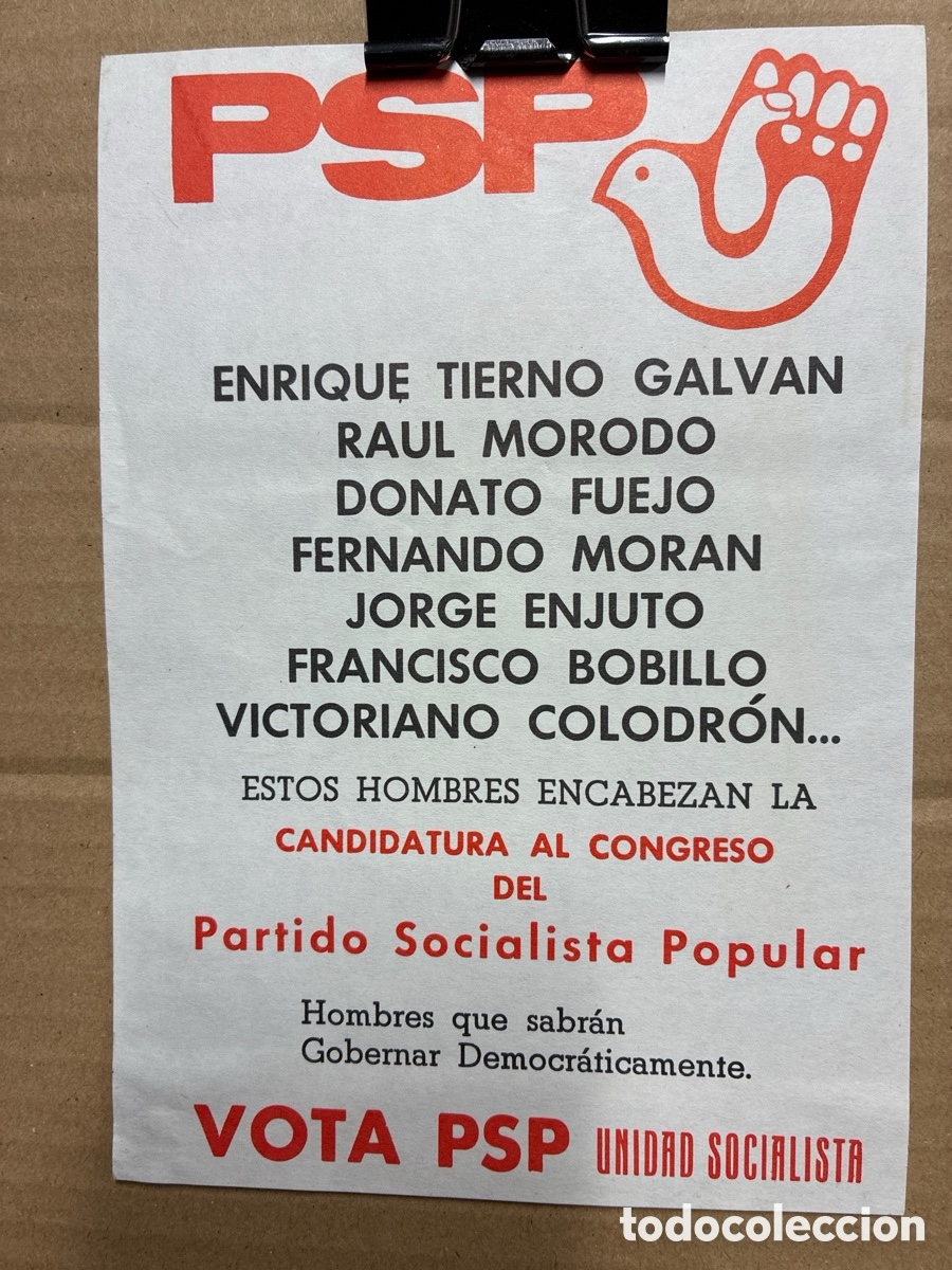 Carteles pol&iacute;ticos: Folleto PSP Tierno Galv&aacute;n