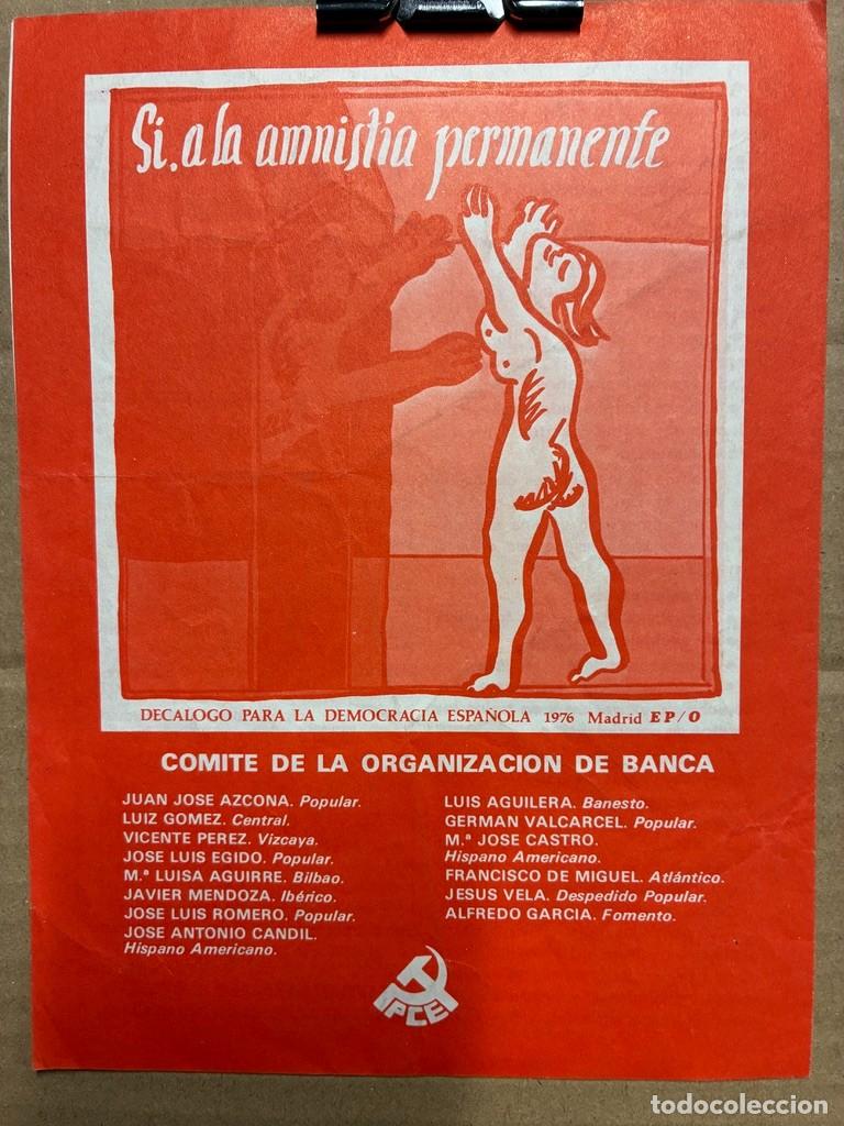 Plakate Politik: Cartel PCE Amnistia Permanente Banca