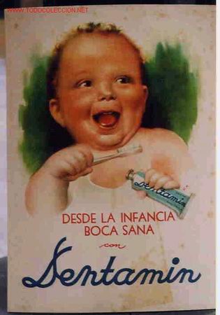 Advertising Posters: CARTEL CARTON PUBLICIDAD PASTA DENTAL DENTAMIN PARA NI&Ntilde;OS
