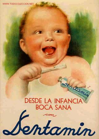 Carteles Publicitarios: CARTEL PUBLICIDAD PASTA DENTAL DENTAMIN PARA NI&Ntilde;OS, PAPEL , ORIGINAL, ANTIGUO