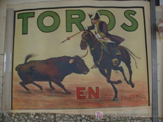 Carteles publicitarios: ANTIGUO CARTEL LITOGR&Aacute;FICO DE TOROS - Foto 1