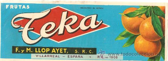 Carteles publicitarios: frutas teka. villarreal. 25 x 9 cms. - Foto 1