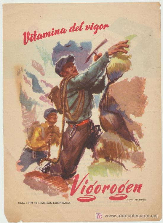 Carteles publicitarios: Cartel (26x18,5) Vigorogen. Vitamina del vigor. - Foto 1