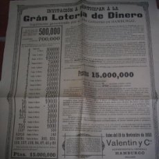 Carteles Publicitarios: CARTEL PUBLICITARIO LOTERÍA MUY ANTIGUO, AÑO 1893. Lote 26799363