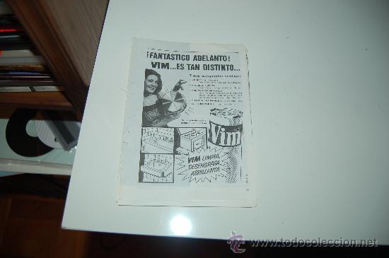 Carteles publicitarios: HOJITA PUBLICITARIA DE DETERGENTE VIM. 1961 - Foto 1