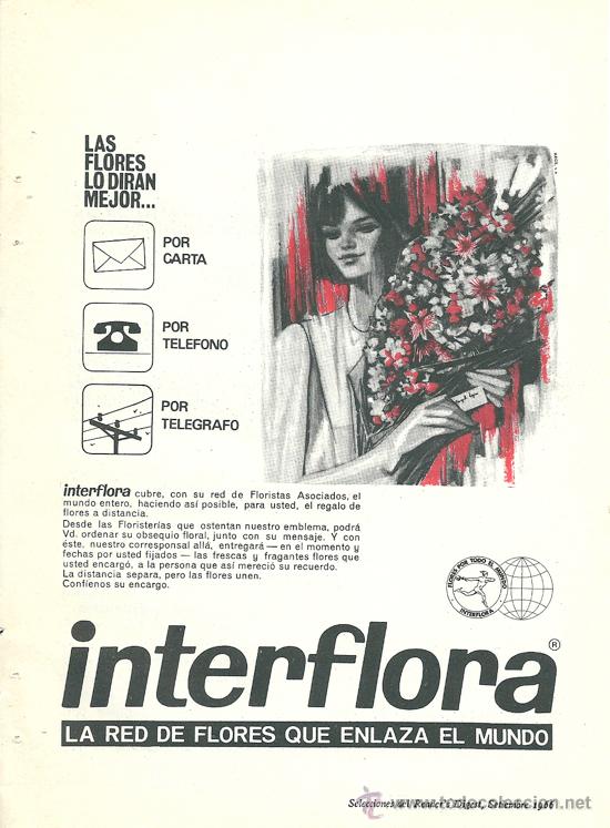 Carteles publicitarios: HOJITA PUBLICITARIA DE INTERFLORA. 1966 - Foto 1