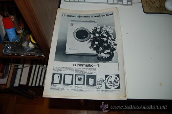 Carteles publicitarios: HOJA PUBLICITARIA DE LAVADORA SUPERAUTOMATIC-4. CROLLS. 1969 - Foto 1