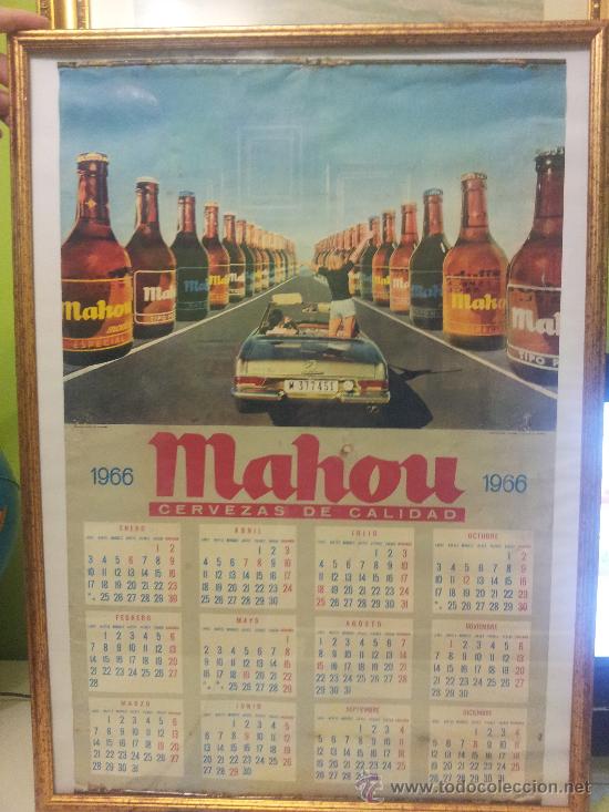 Carteles publicitarios: calendario cervezas mahou,1966 - Foto 1