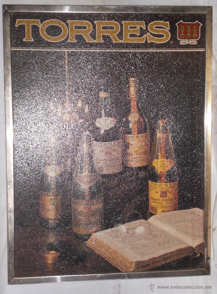 Carteles publicitarios: Cuadro de co&ntilde;ac torres a&ntilde;os 70. - Foto 2