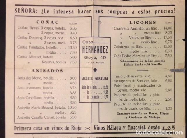 Carteles publicitarios: PROPAGANDA  CASA HERNANDEZ, GOYA 49 - Foto 1