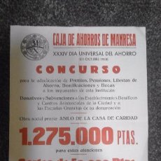 Carteles Publicitarios: CARTEL CAJA DE AHORROS DE MANRESA. CONCURSO (1958)