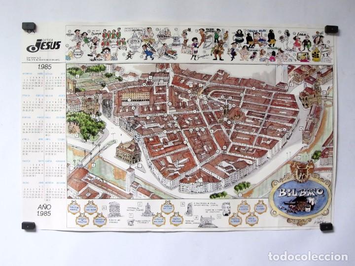 casco viejo bilbao mapa cartel calendario 52x34 de 1985 bilbao  optica   Buy Old Posters 