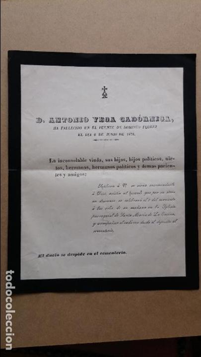 Carteles publicitarios: Cartel de defuncion de 1878 - Foto 1