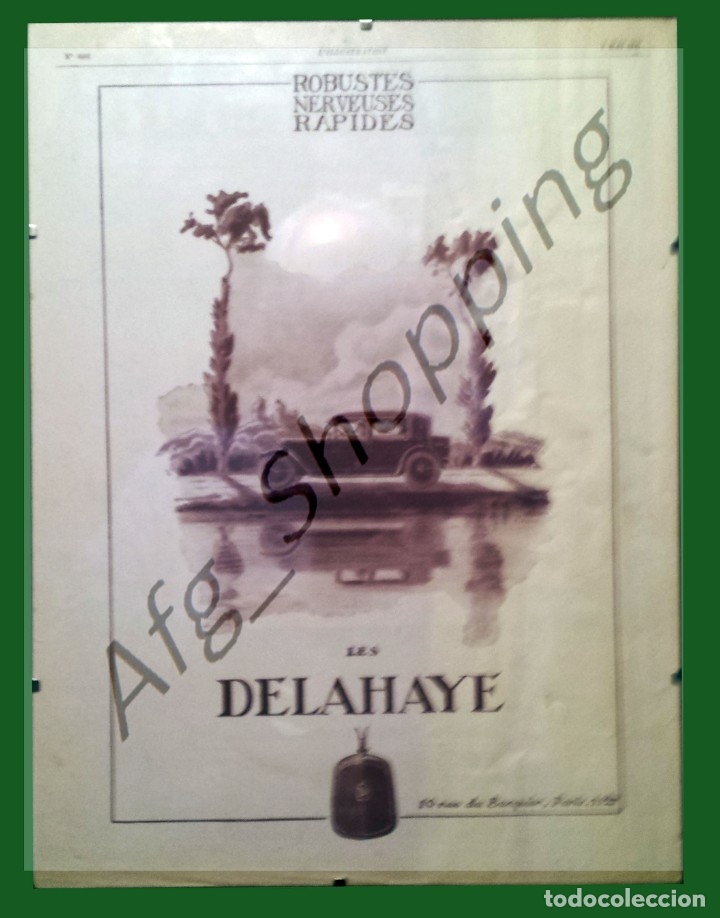 Werbeplakate: VEHICULO DELAHAYE - GRABADO ORIGINAL DEL A&Ntilde;O 1929