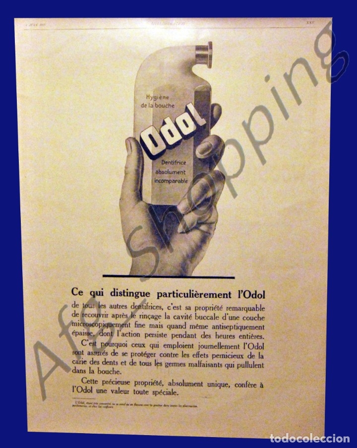Werbeplakate: DENTRIFICO L&acute;ODOL - 30 x 40 cm - A&Ntilde;O 1928 - LAMINA ORIGINAL DE LA REVISTA &acute;&acute; L&acute;ILLUSTRATION&acute;&acute;