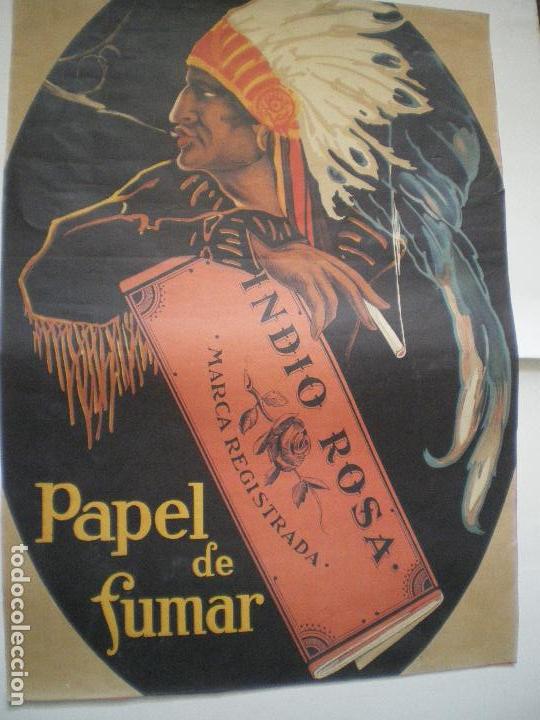 Carteles publicitarios: INDIO ROSA CARTEL PAPEL DE FUMAR - Foto 1
