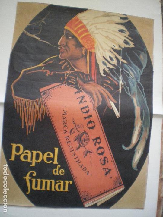 Carteles publicitarios: INDIO ROSA CARTEL PAPEL DE FUMAR - Foto 2