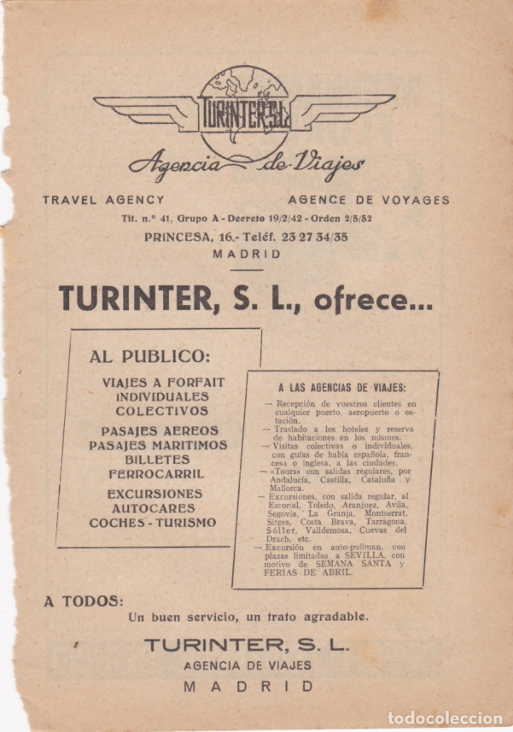 Carteles publicitarios: hoja publicidad turinter madrid - Foto 1
