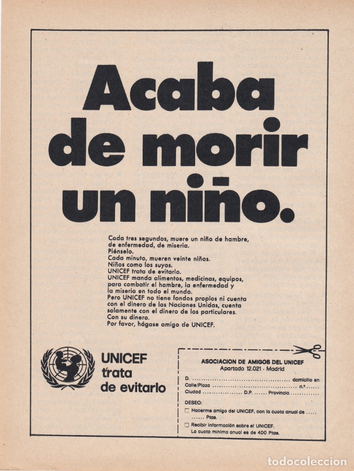 Carteles publicitarios: hoja publicidad unicef - Foto 1