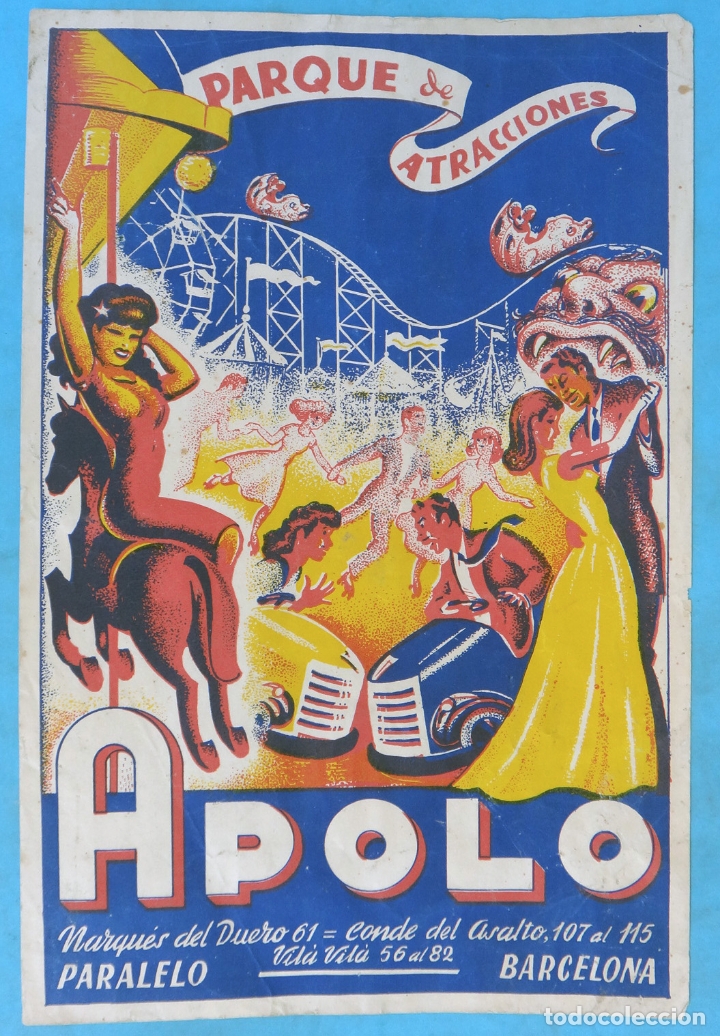 Carteles publicitarios: CARTEL PUBLICIDAD, PARQUE DE ATRACCIONES APOLO , BARCELONA , PAPEL , ORIGINAL 2&ordm;