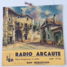 Carteles Publicitarios: CARTEL PUBLICITARIO RADIO ARCAUTE 1954 - SAN SEBASTIÁN - 22,5X22CM