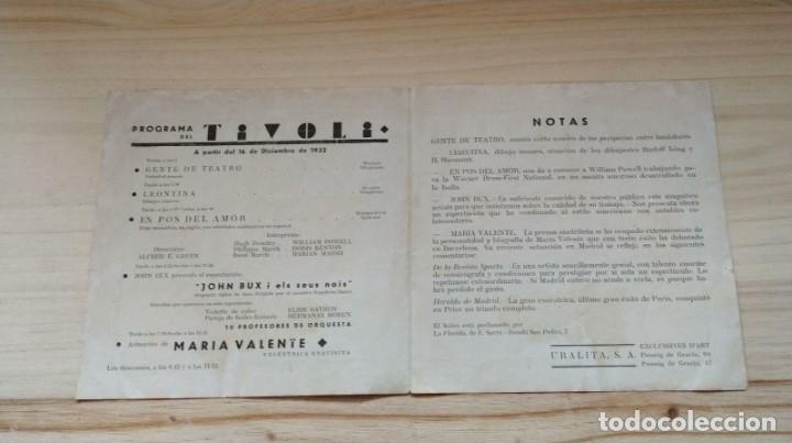 Carteles publicitarios: DIPTICO PROGRAMA DEL TIVOLI, A&Ntilde;O 1932 - Foto 1