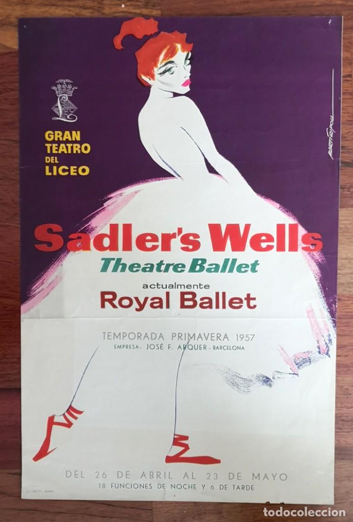 Affissi Pubblicitari: CARTEL GRAN TEATRO DEL LICEO &rdquo;SADLER'S WELLS&rdquo; ROYAL BALLET. 1957. MART&Iacute; RIPOLL