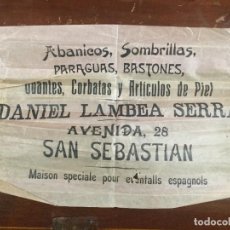Carteles Publicitarios: PUBLICIDAD DANIEL LAMBEA SERRA - ABANICOS SOMBRILLAS PARAGUAS BASTONES GUANTES CORBATAS 32X21